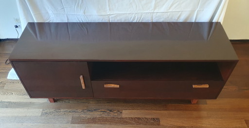 Retro Mahoniekleurig Dressoir Met Zebrano Greepjes