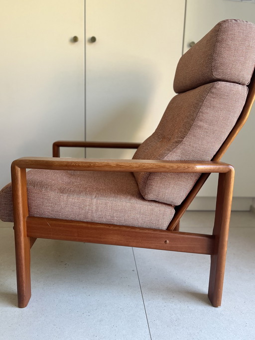 Vintage teakhouten fauteuil Deense lounge stoel