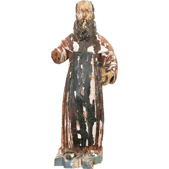 Image 1 of Mid century Zuid-Europese polychrome heilige religieuze figuur