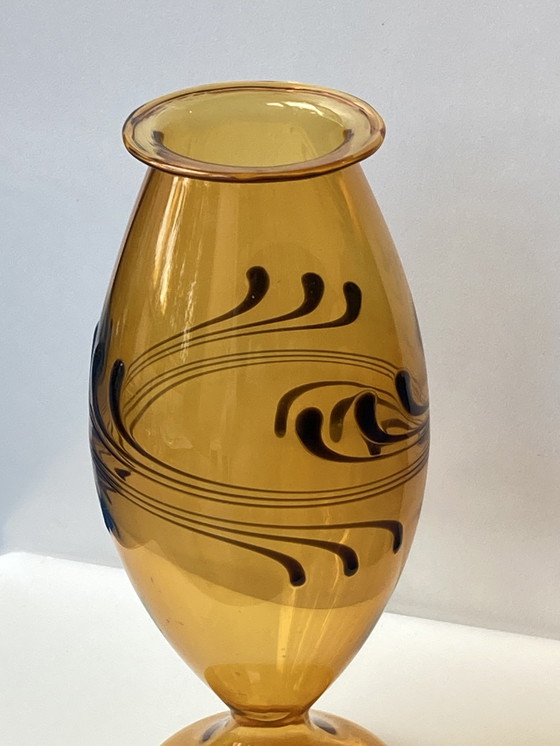 Image 1 of Thüringer Glaskunst Amber vaas uit Lauscha