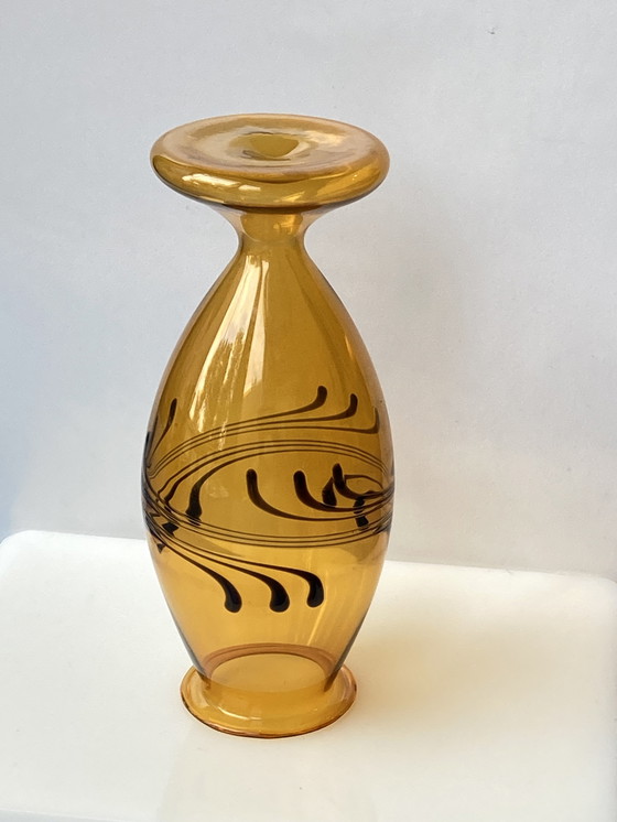 Image 1 of Thüringer Glaskunst Amber vaas uit Lauscha