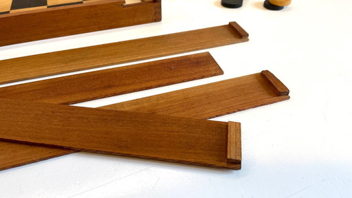 Houten Damspel Set Vintage Frankrijk