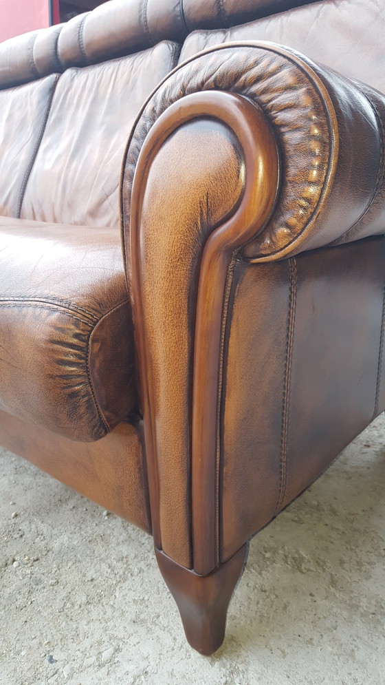 Image 1 of Vintage Leder Bank Met Fauteuils