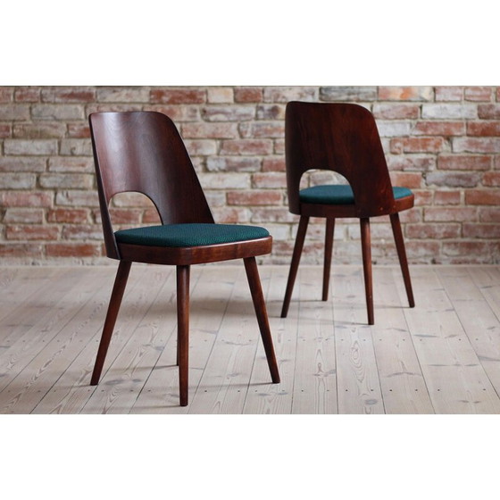 Image 1 of Set van 4 vintage eetkamerstoelen in Kvadrat-stof van Oswald Haerdtl, jaren 1950