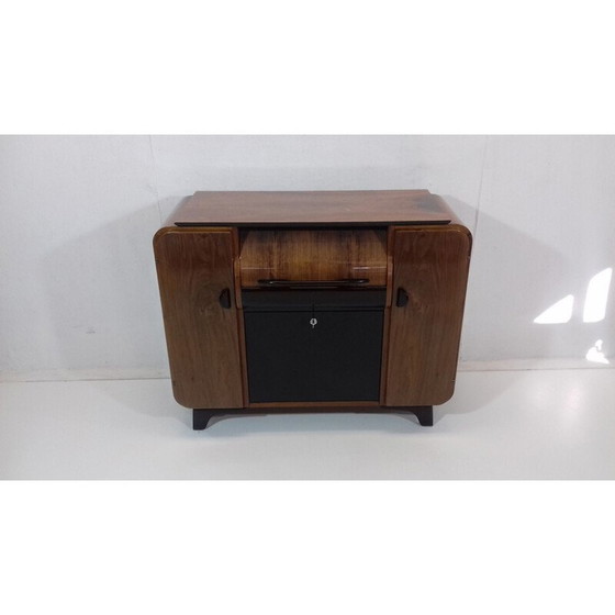 Image 1 of Vintage houten glazen barmeubel van Jindřich Halabala, Tsjecho-Slowakije