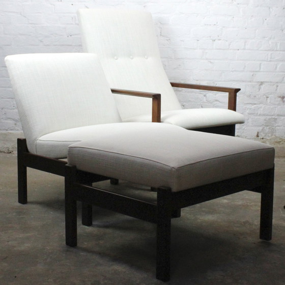 Image 1 of Scandinavische fauteuil en voetenbank door Yngve Ektröm voor Pastoe 1960S