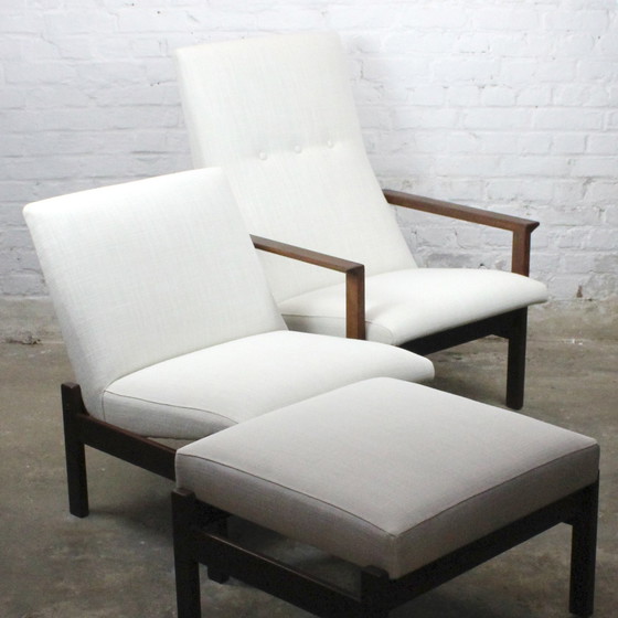 Image 1 of Scandinavische fauteuil en voetenbank door Yngve Ektröm voor Pastoe 1960S