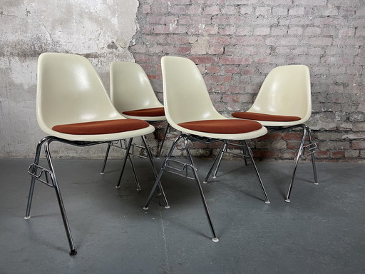 4x Vitra Herman Miller DSS stoel van glasvezel door Charles & Ray Eames