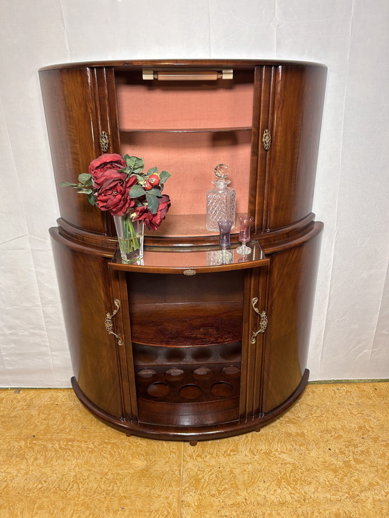 Image 1 of Art Deco Brocante Vintage Halfronde Cocktail Bar (1920S-1930S)