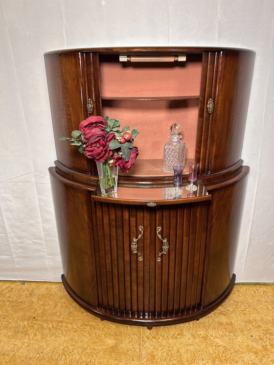 Image 1 of Art Deco Brocante Vintage Halfronde Cocktail Bar (1920S-1930S)