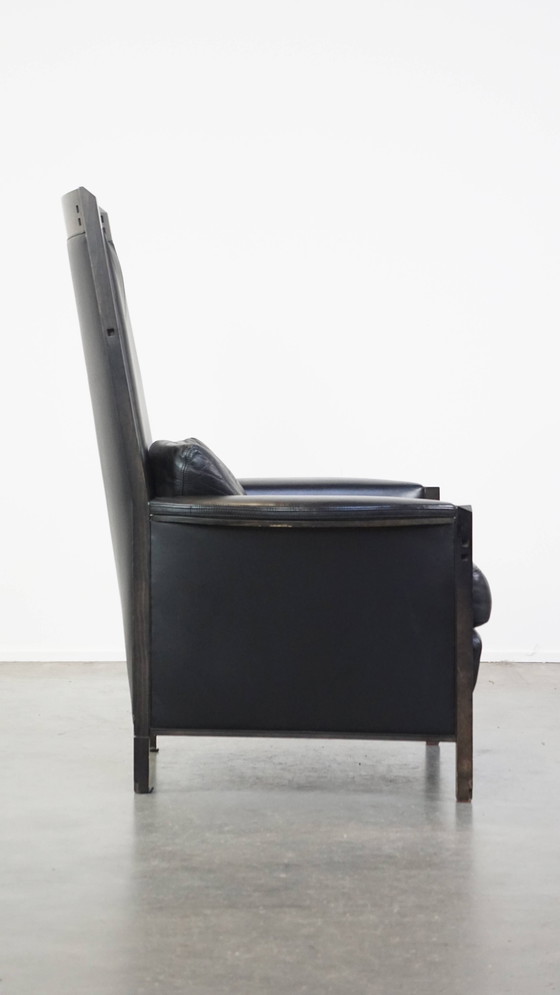 Image 1 of Zwarte Rundleren Design Design Fauteuil Van Giorgetti