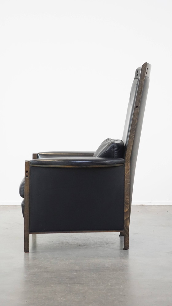 Image 1 of Zwarte Rundleren Design Design Fauteuil Van Giorgetti