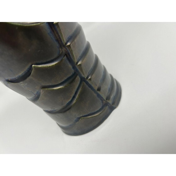 Image 1 of Vintage vaas van zwart keramiek met grafische decoratie, 1950