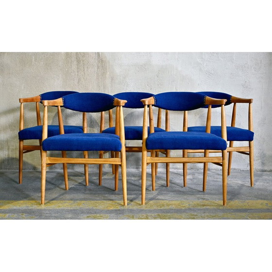 Image 1 of Set van 6 Scandinavische vintage berkenhouten stoelen, 1960