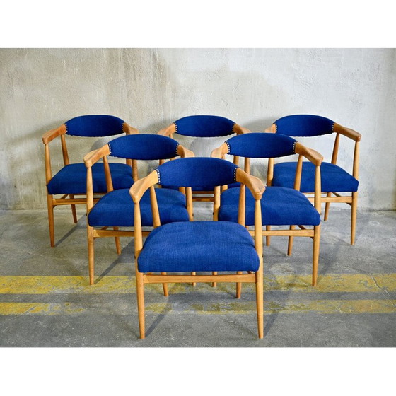 Image 1 of Set van 6 Scandinavische vintage berkenhouten stoelen, 1960