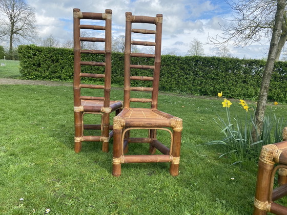 Image 1 of 4x Vintage bamboe stoelen