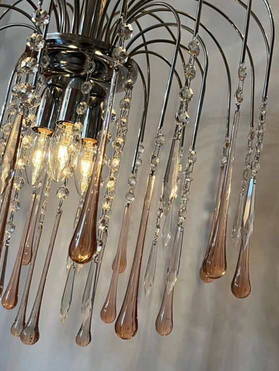 Image 1 of Murano teardrop kroonluchter hanglamp vintage 