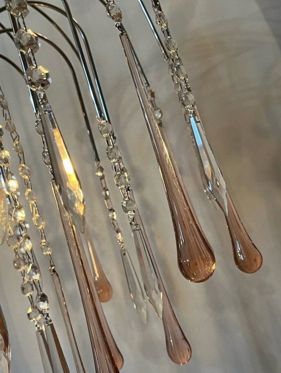 Image 1 of Murano teardrop kroonluchter hanglamp vintage 