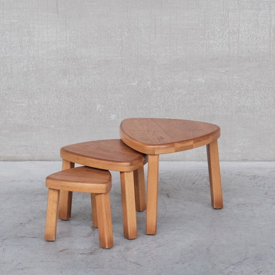 Image 1 of Eikenhouten mid-century nesttafels, 1970