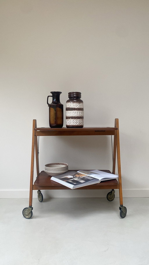 Vintage Houten Trolley Op Wieltjes