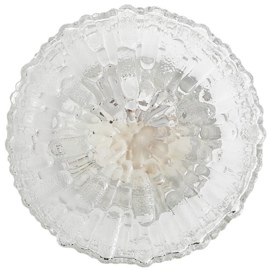 Image 1 of Mid-century ronde kubistische plafondkap helder bubbelglas 1960's