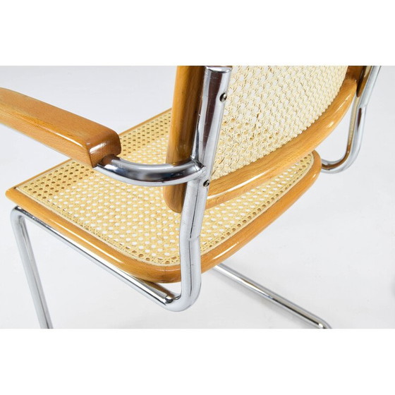 Image 1 of Paar vintage stoelen model B64 in chroomstaal en beuken van Marcel Breuer, Italië 1970