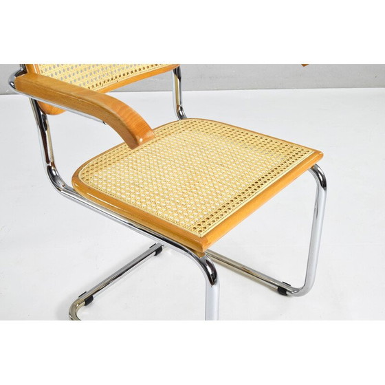 Image 1 of Paar vintage stoelen model B64 in chroomstaal en beuken van Marcel Breuer, Italië 1970