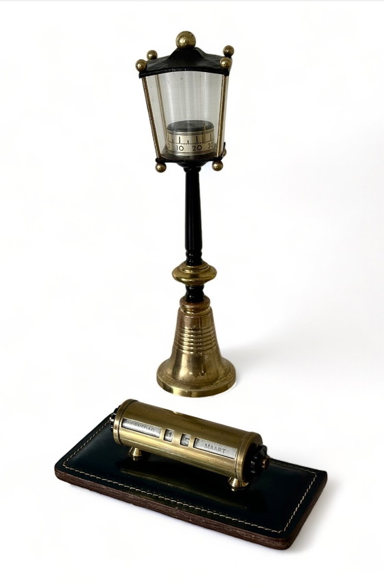 Image 1 of Thermometer lantaarn & eeuwigdurende kalender art deco vintage decoratie