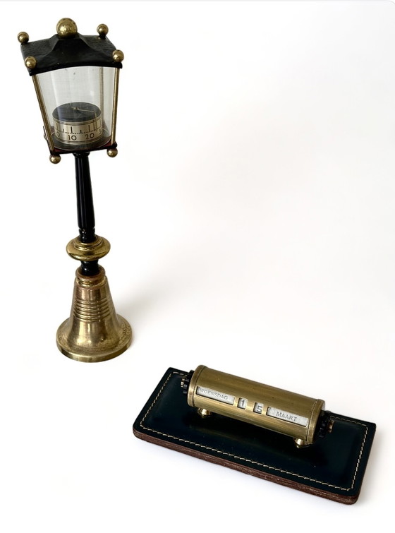 Image 1 of Thermometer lantaarn & eeuwigdurende kalender art deco vintage decoratie
