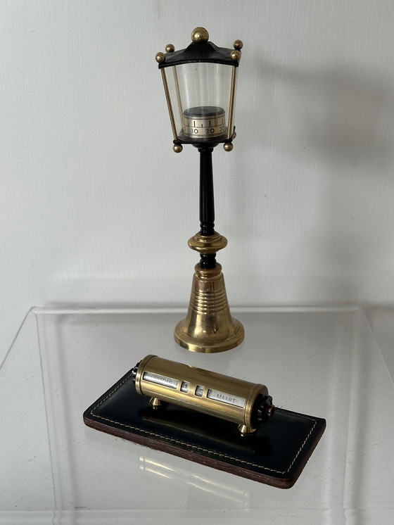 Image 1 of Thermometer lantaarn & eeuwigdurende kalender art deco vintage decoratie
