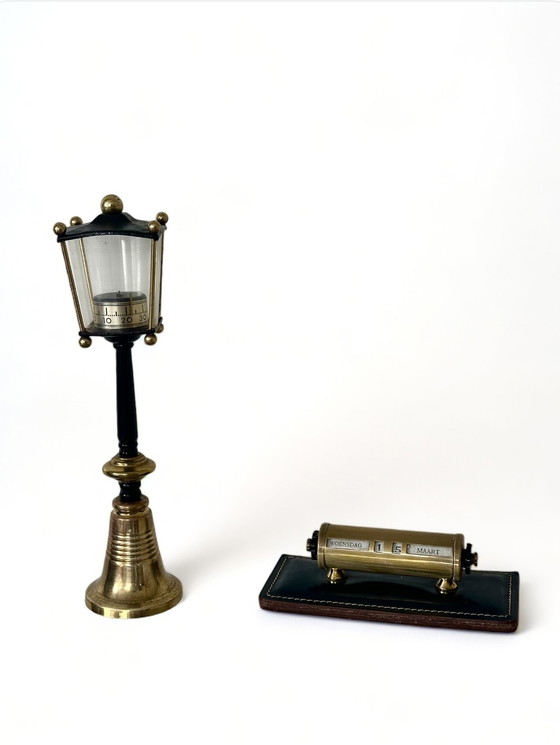 Image 1 of Thermometer lantaarn & eeuwigdurende kalender art deco vintage decoratie