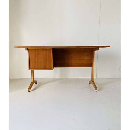 Italiaans vintage bureau van teak en kersenhout, jaren 1960