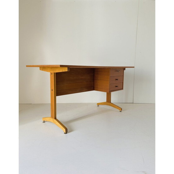 Image 1 of Italiaans vintage bureau van teak en kersenhout, jaren 1960