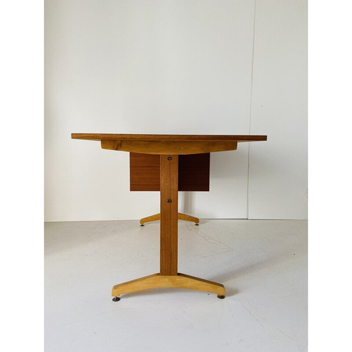 Italiaans vintage bureau van teak en kersenhout, jaren 1960