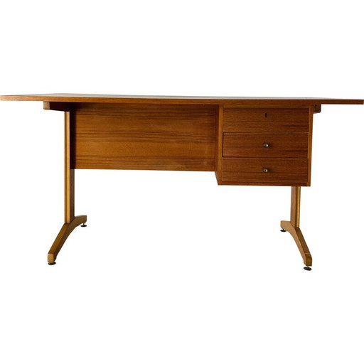 Italiaans vintage bureau van teak en kersenhout, jaren 1960