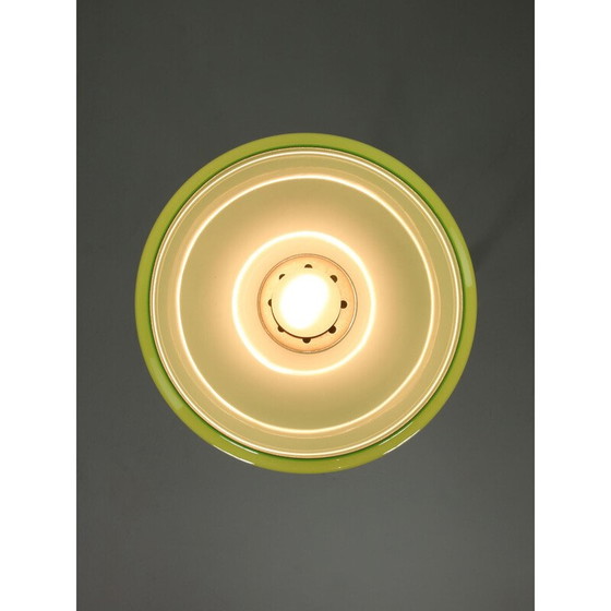 Image 1 of Vintage "Big Green" hanglamp van messing en glas, Italië