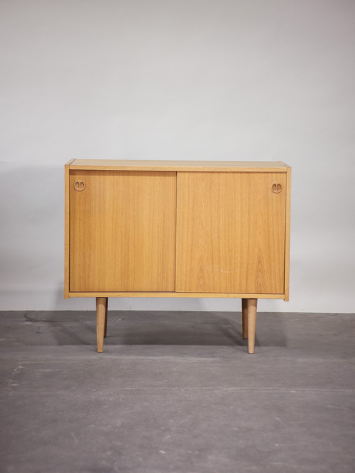 Schuifdeurkast dressoir eiken Deens vintage