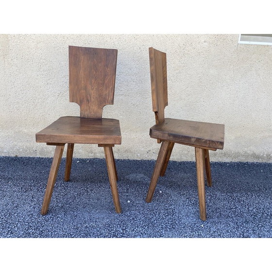 Image 1 of Paar vintage massief eiken chaletstoelen, 1960