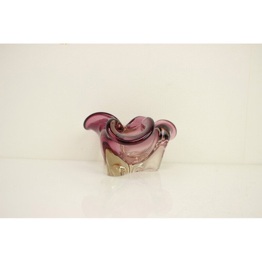 Vintage glazen asbak van Josef Hospodka voor Chribska Glassworks, Tsjecho-Slowakije 1960