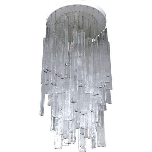 Vintage kroonluchter van helder Murano glas voor Mazzega, 1970