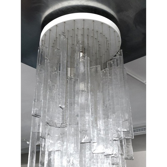 Image 1 of Vintage kroonluchter van helder Murano glas voor Mazzega, 1970