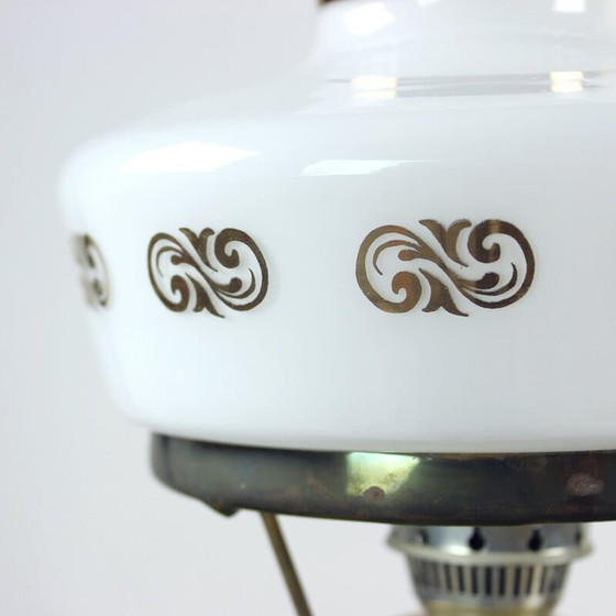 Image 1 of Vintage keramiek en glazen tafellamp van Opp Jihlava, jaren 1950