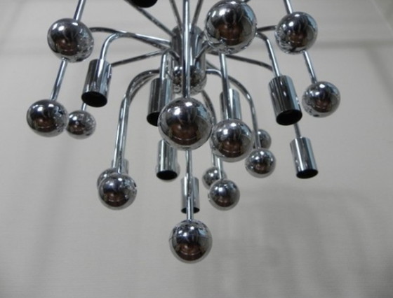 Image 1 of Vintage Spoetnik lamp met 9 lichtpunten en 16 chromen bollen