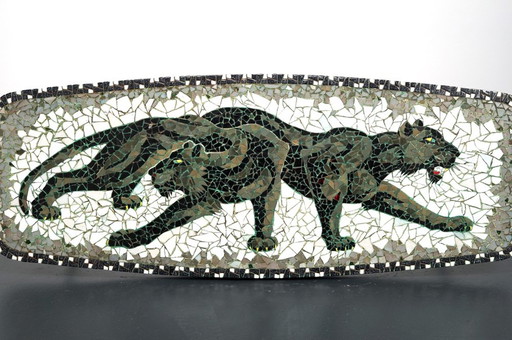 Vintage elliptische mozaïek salontafel, jaren 60