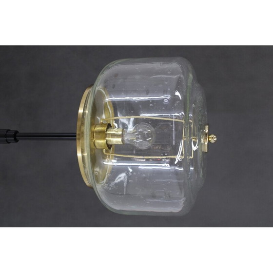 Image 1 of Paar vintage glazen en koperen vloerlampen van Kamenicky Senov, Tsjecho-Slowakije 1970