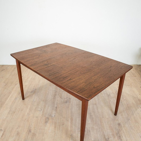 Image 1 of Vintage teakhouten eettafel met 2 verlengbladen, 1960
