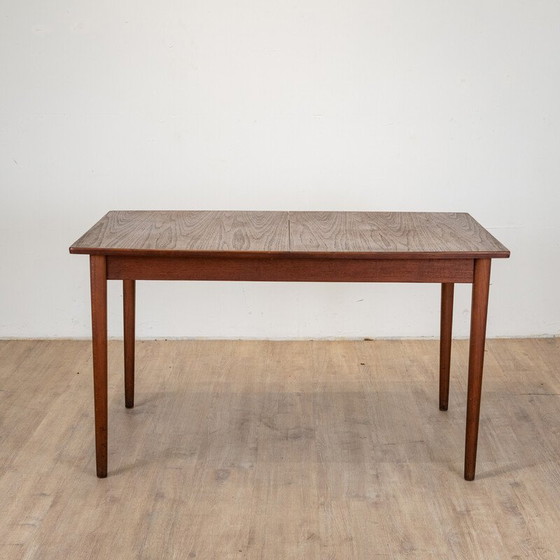 Image 1 of Vintage teakhouten eettafel met 2 verlengbladen, 1960