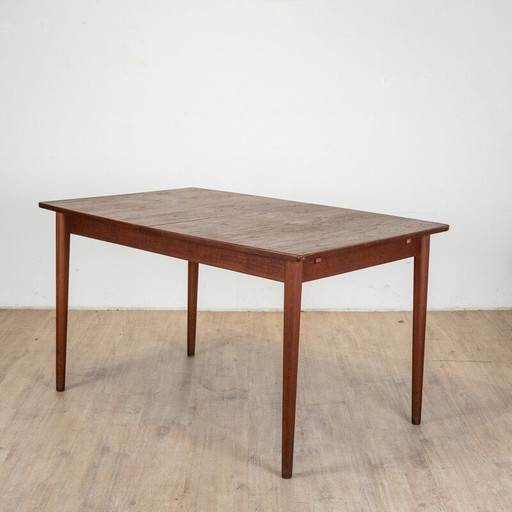 Vintage teakhouten eettafel met 2 verlengbladen, 1960