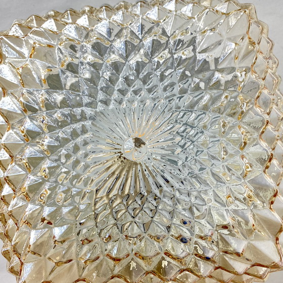 Image 1 of Gouden amber glazen wandlamp 1970 1980