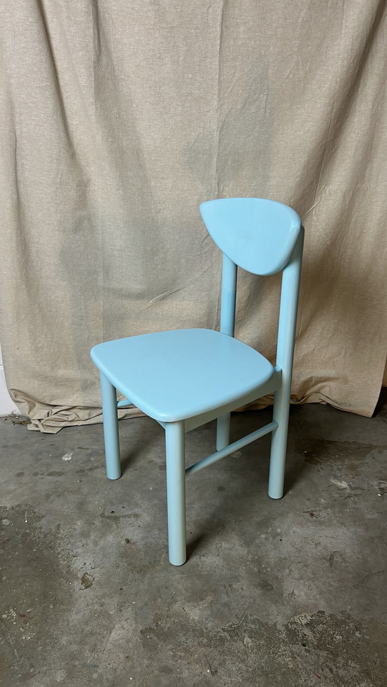 Image 1 of 5x Vintage grenen keuken stoelen, nieuwe gelakt, daumiller style